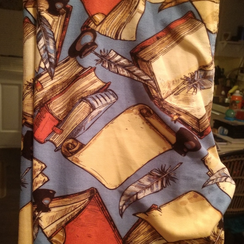 Lularoe book and quill leggings